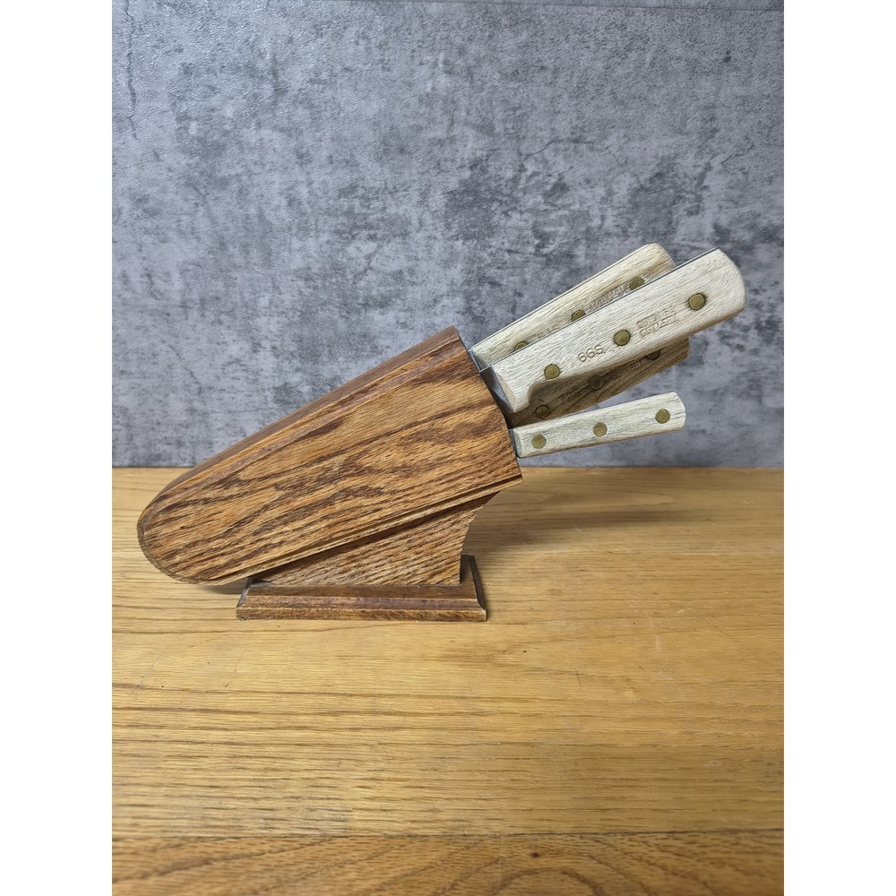 Vintage Chicago Cutlery Knife Set Of 4 with Block
